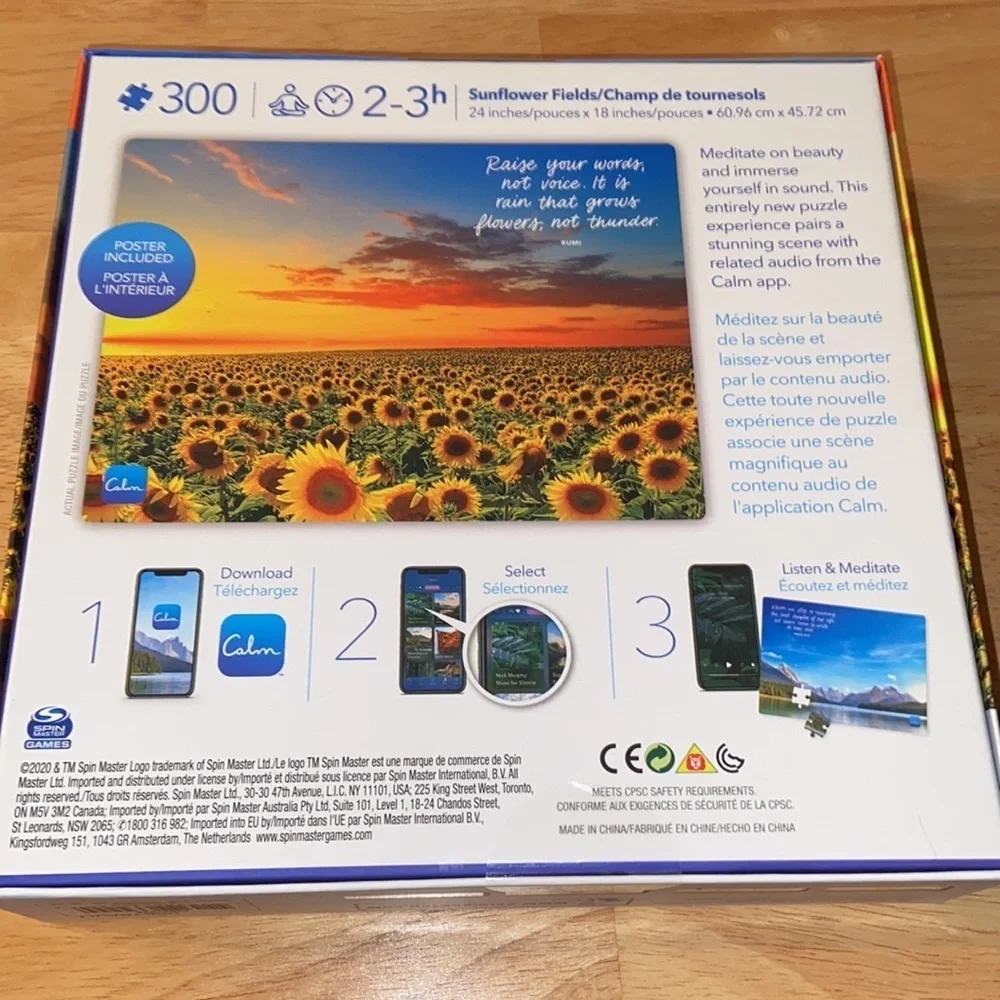 Calm Mindful 300 Piece Puzzle of Sunflower Fields Scenery Set New - Picture 3 of 8